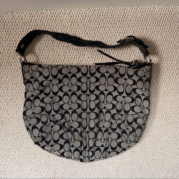 Coach Black/ grey Signature Hobo - Picture 1 of 5
